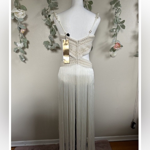 PATBO FRINGE DRESS WITH PEARL BEADED STRAPS BNWT - Size 4 - Picture 5 of 6